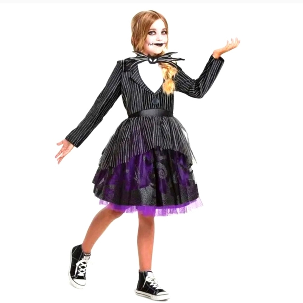 Girls Nightmare Before Christmas JACK SKELLINGTON Costume Size Medium 7-8 NEW